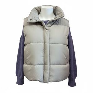 Stylish Curvy Beige Quilted Puffer Vest – Cozy Layering-1X